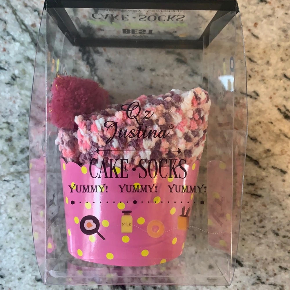 Pink and purple cozy and cute Cake Socks NWT